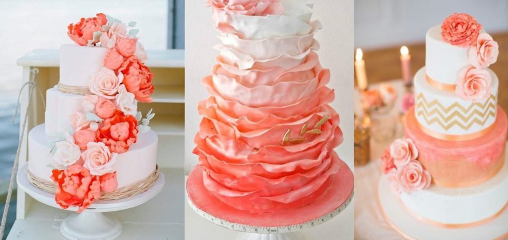 wedding cake living coral